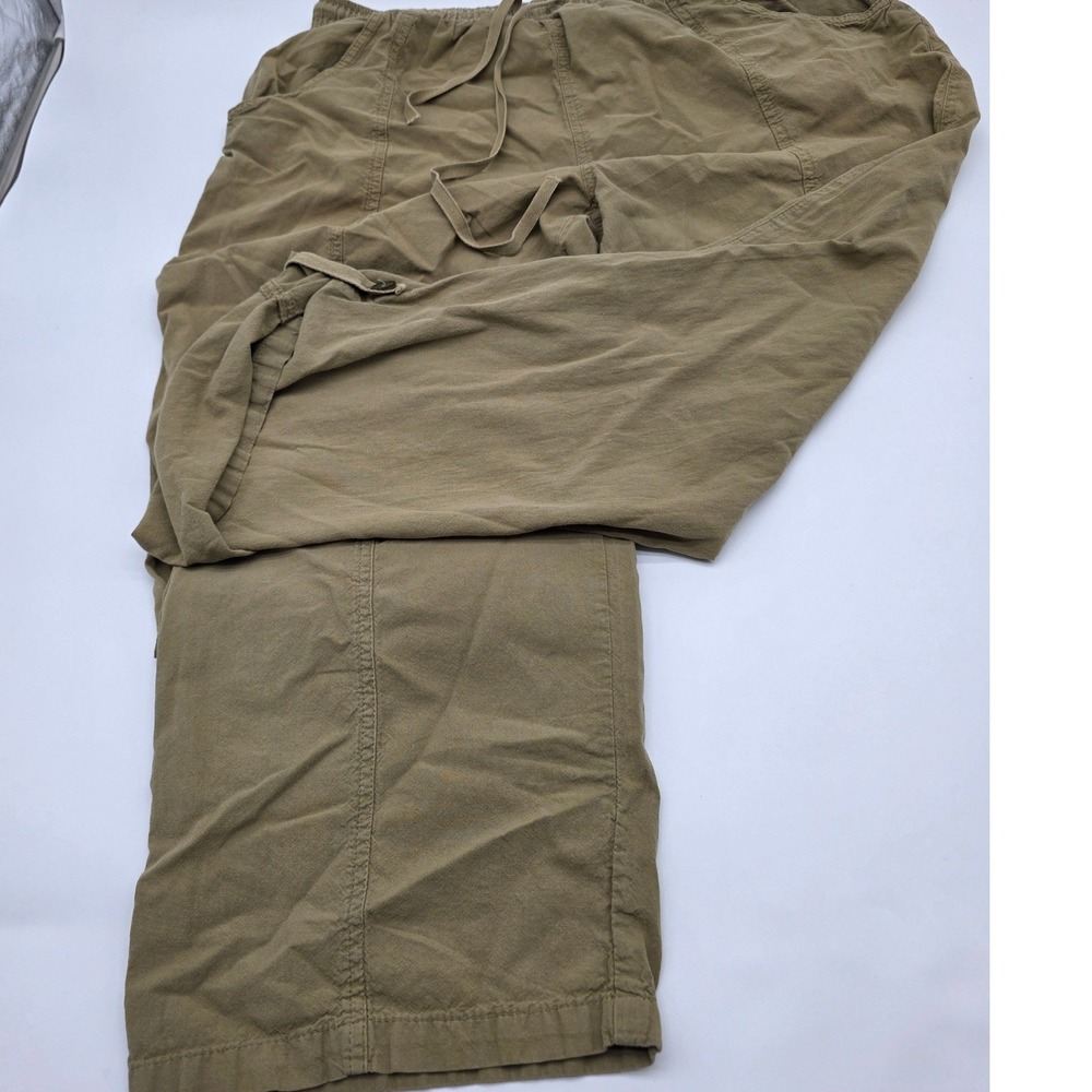 Beachwear Pappagallo Casuals Pants Women L Olive Green Drawstring Cotton Relaxed